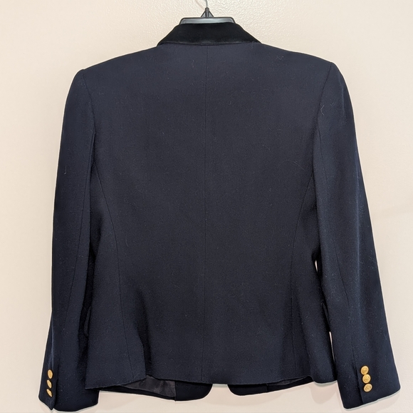 VTG JH Collectibles Wool Blazer 4 Navy Blue Velvet Collar Equestrian Academia - Picture 4 of 6